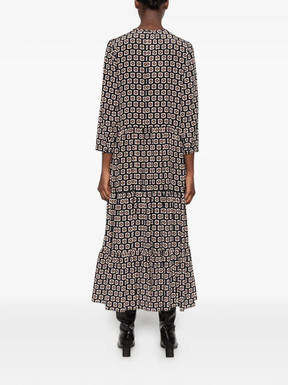 'S Max Mara geometric-print tiered dress Zwart