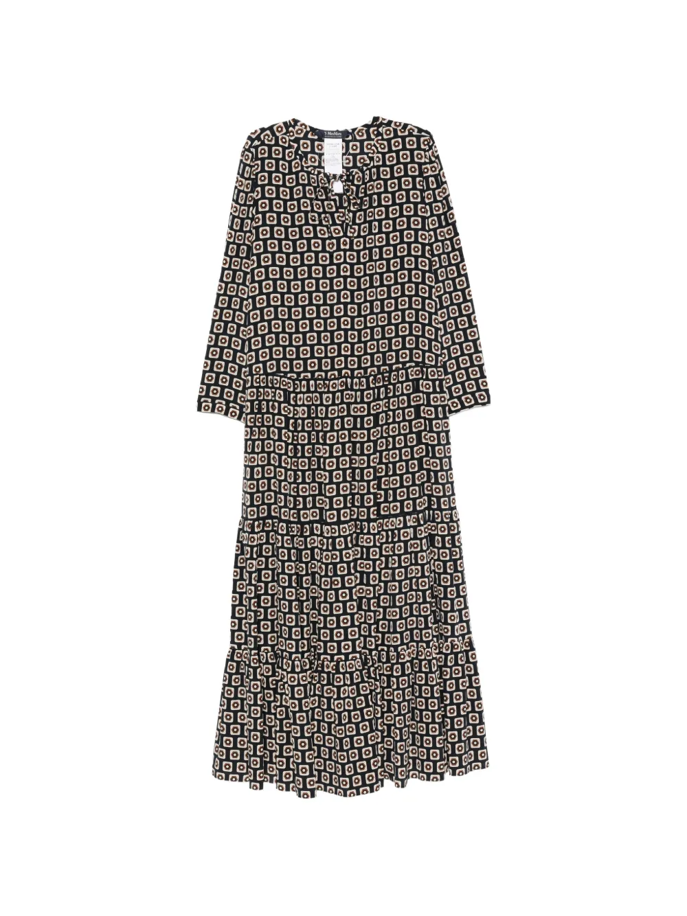 'S Max Mara geometric-print tiered dress Zwart