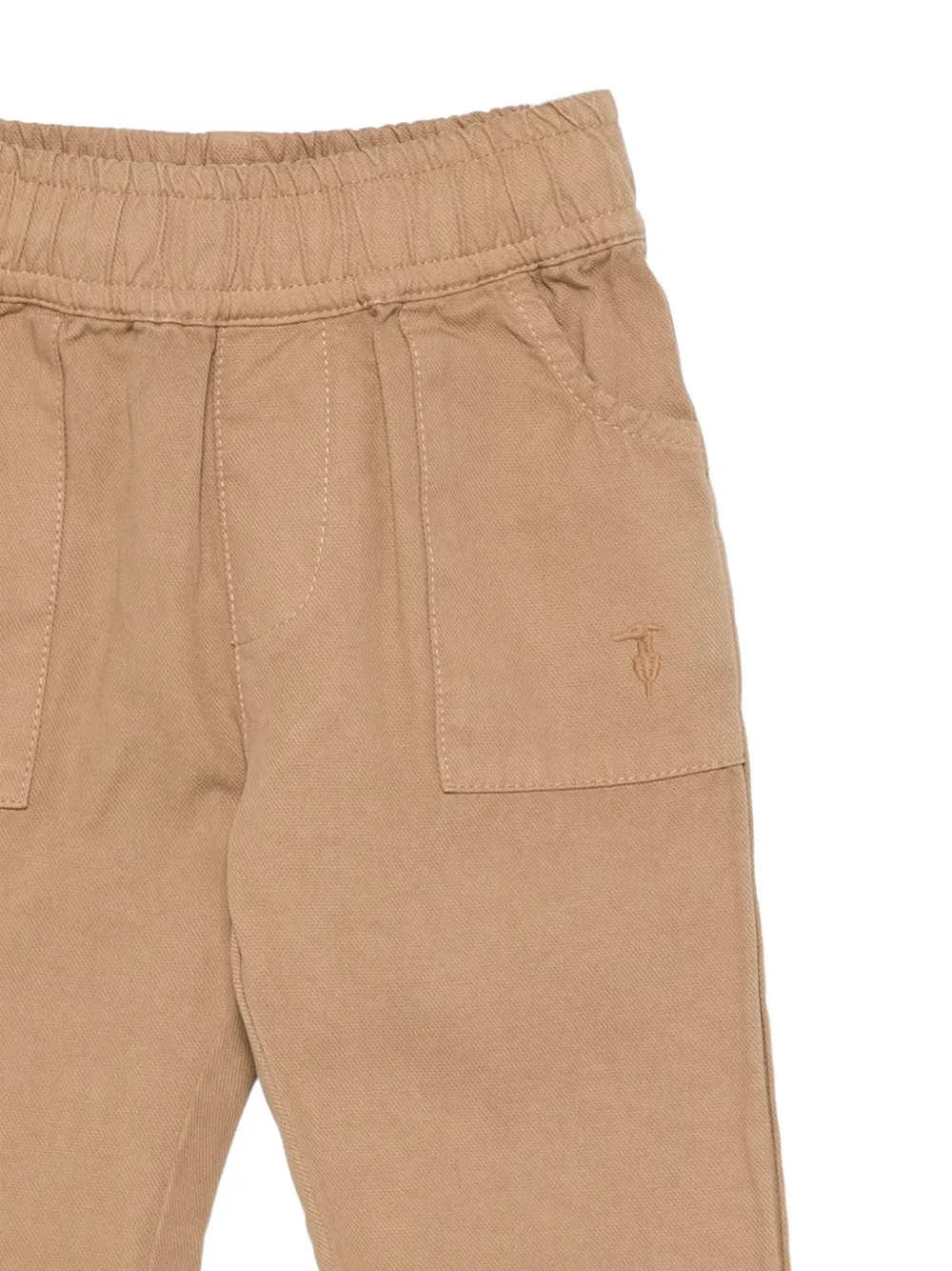 TRUSSARDI JUNIOR embroidered-logo elasticated-waist trousers Bruin