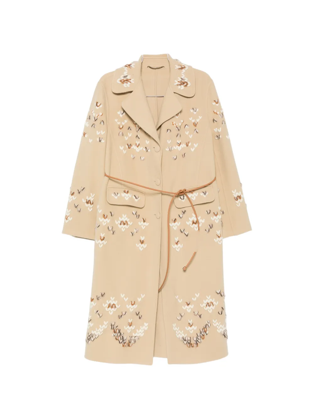 Ermanno Scervino embroidered belted coat - Toni neutri