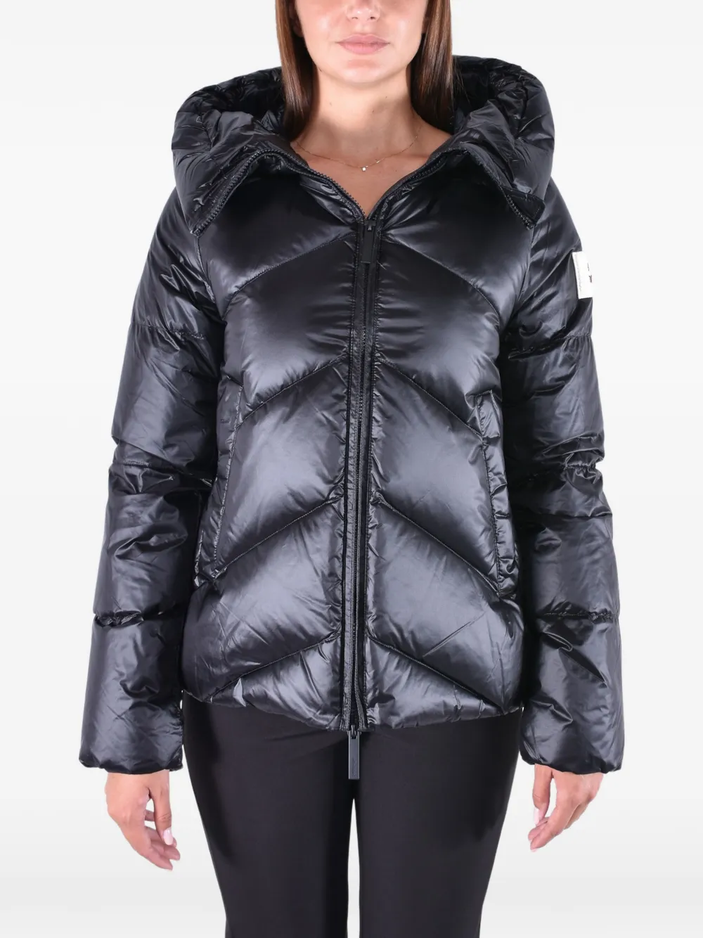 After Label Quilted Hooded Coat In Black