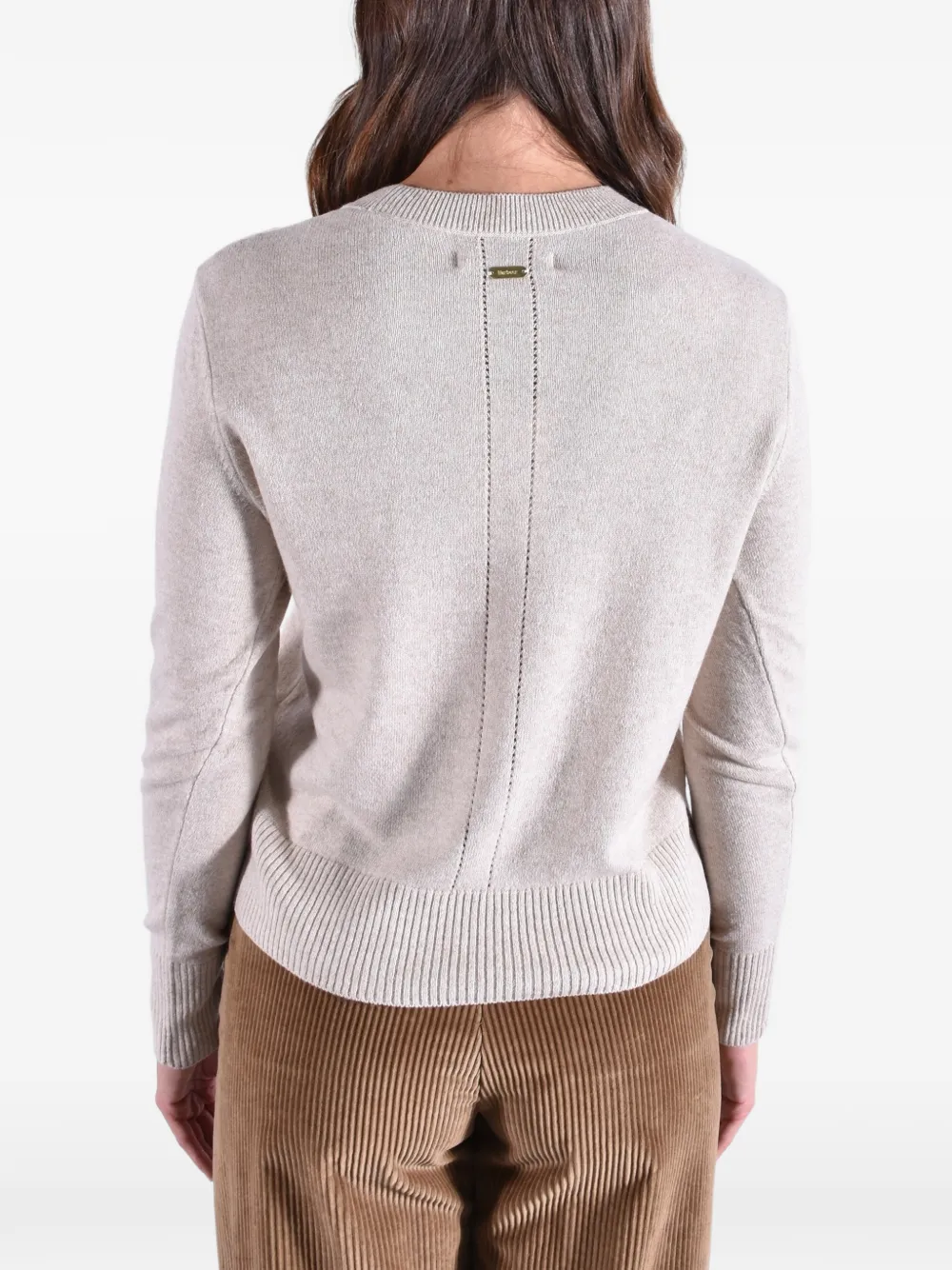 Barbour Eleanor button-detail crew-neck sweater Beige