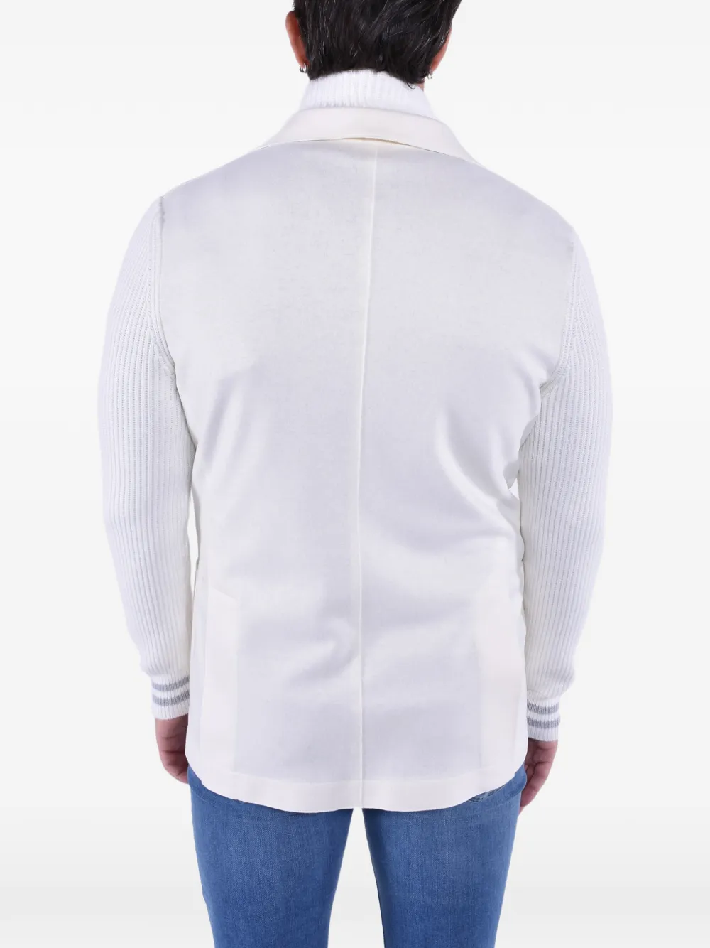 Eleventy ribbed-knit sleeves three-button blazer Wit
