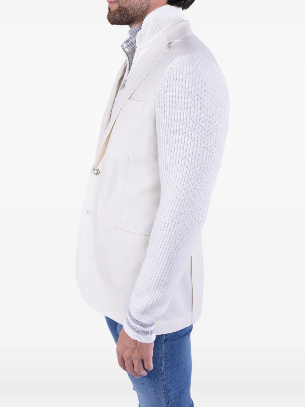Eleventy ribbed-knit sleeves three-button blazer Wit