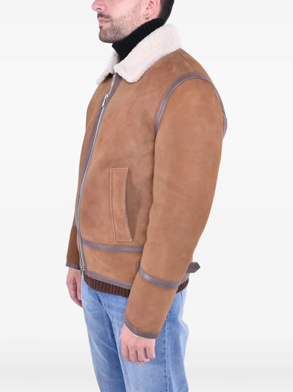 DONDUP Montone shearling panelled jacket Bruin