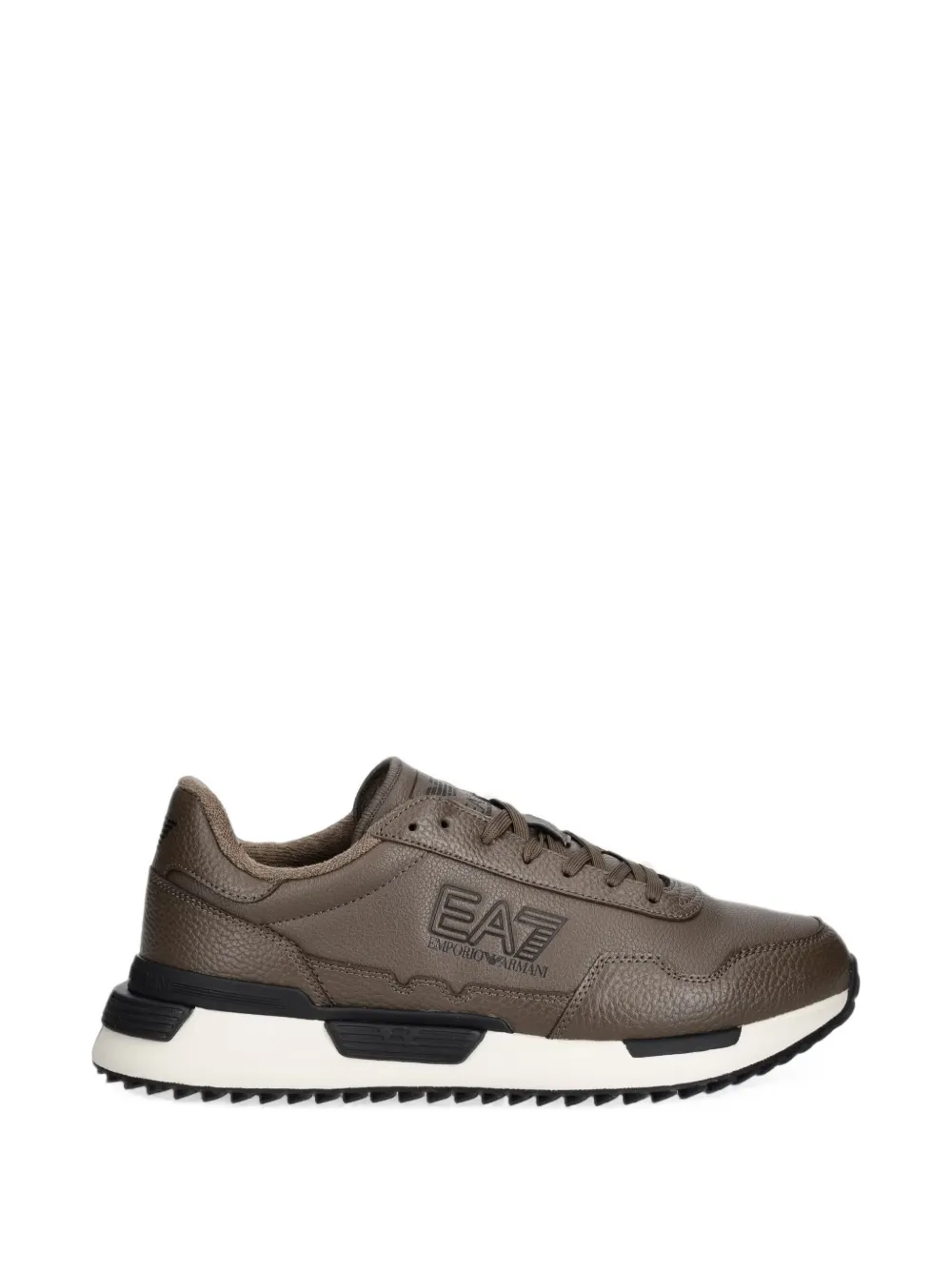 Ea7 Logo-print Pebbled Sneakers In Brown