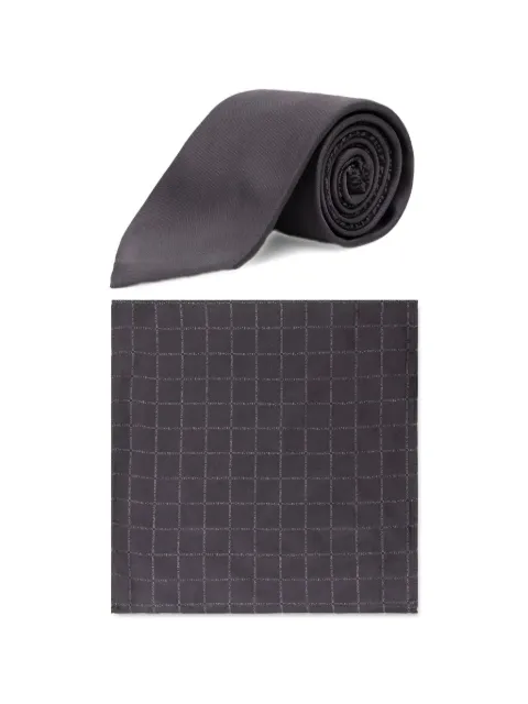 Michael Kors logo-print tie and pocket square set