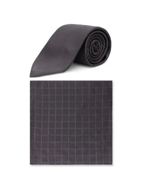 Michael Kors logo-print tie and pocket square set