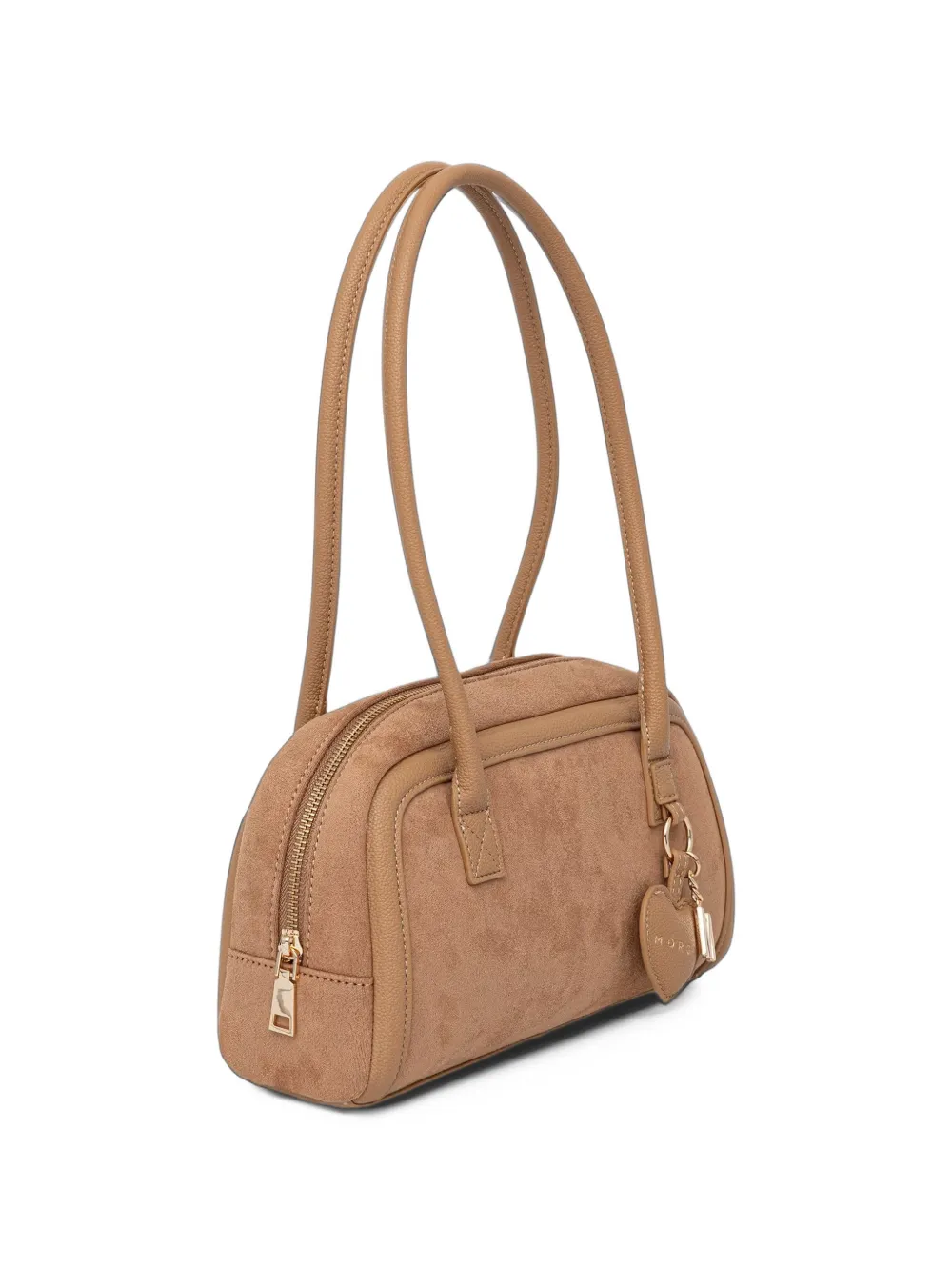 Morgan suede-effect heart-charm tote bag Beige