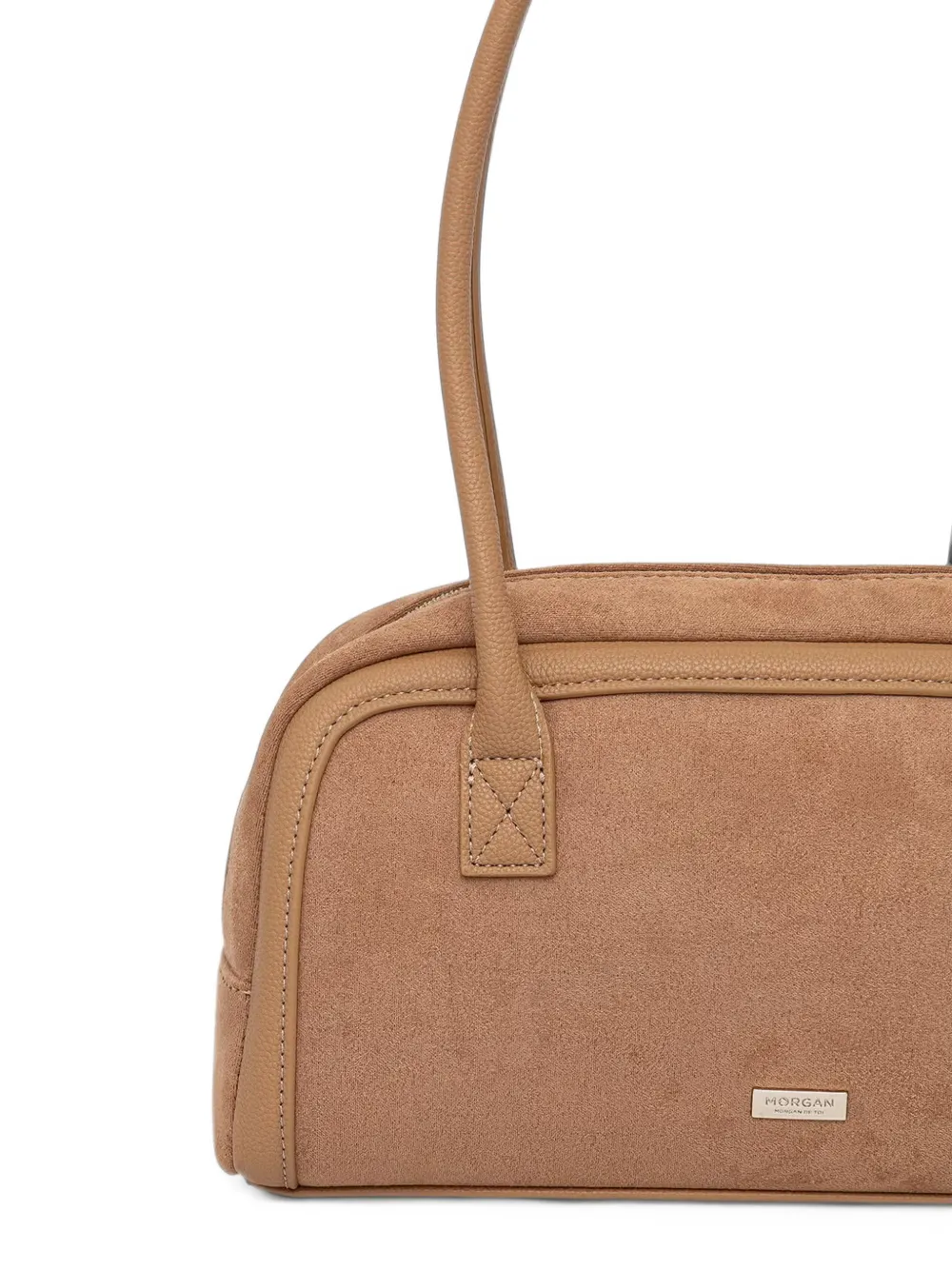 Morgan suede-effect heart-charm tote bag Beige