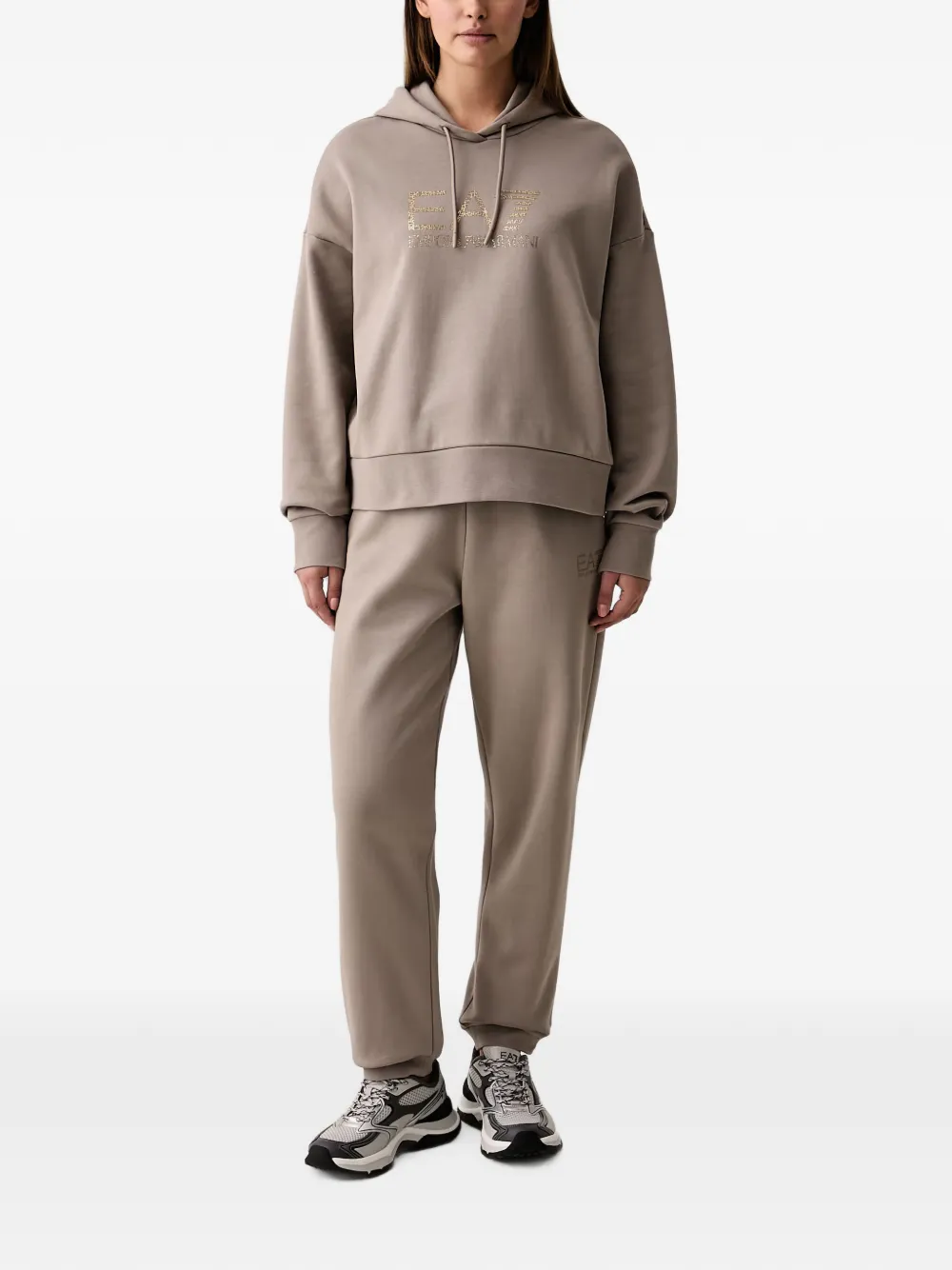 Ea7 Emporio Armani logo-detail tracksuit Beige