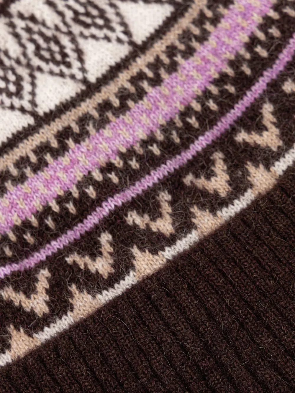 Marc O'Polo Gebreide muts met jacquard Bruin