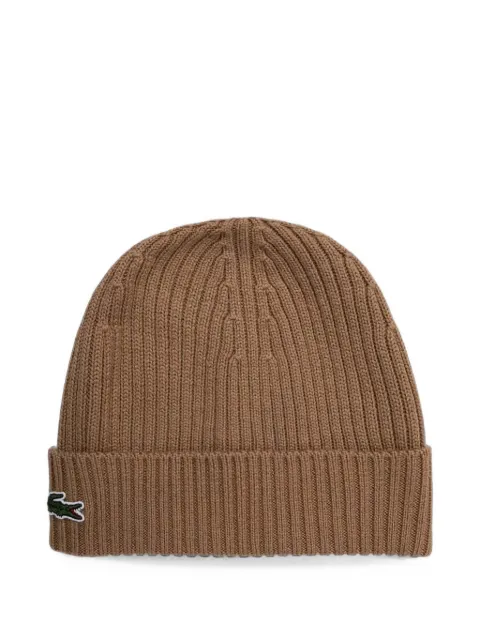 Lacoste ribbed-knit beanie hat