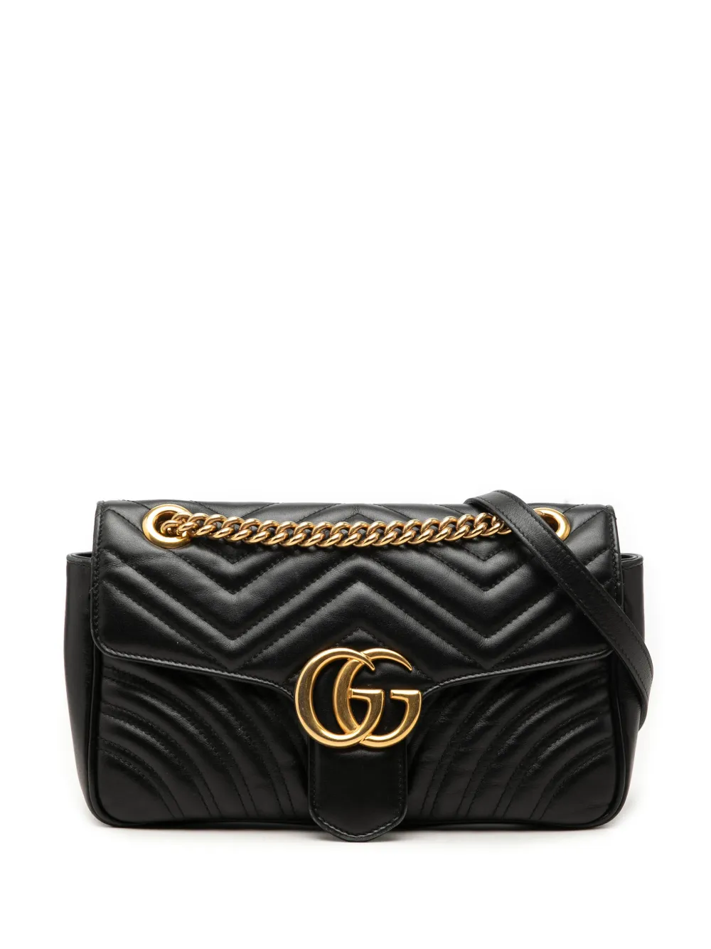 Gucci Pre-Owned 2016-2026 Medium GG Marmont Matelasse Calfskin shoulder bag - Black