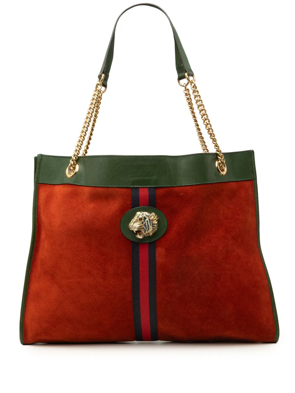 Gucci Pre-Owned 2016-2026 Large Suede Web Rajah tote bag - Verde