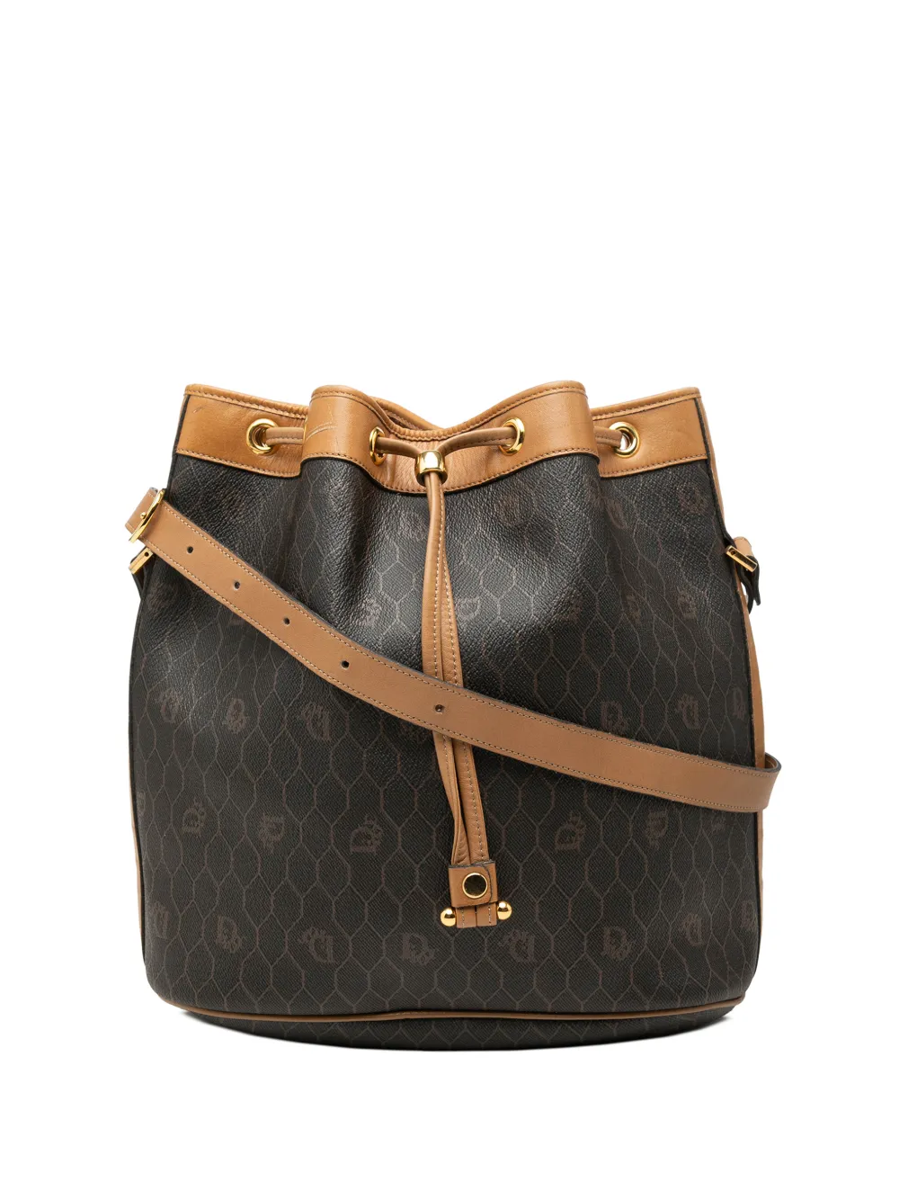 Christian Dior Pre-Owned sac seau Honeycomb Coated Canvas à lien de resserrage (20e siècle) - Noir Christian Dior Pre-Owned sac seau Honeycomb Coated Canvas à lien de resserrage (20e siècle) - Noir