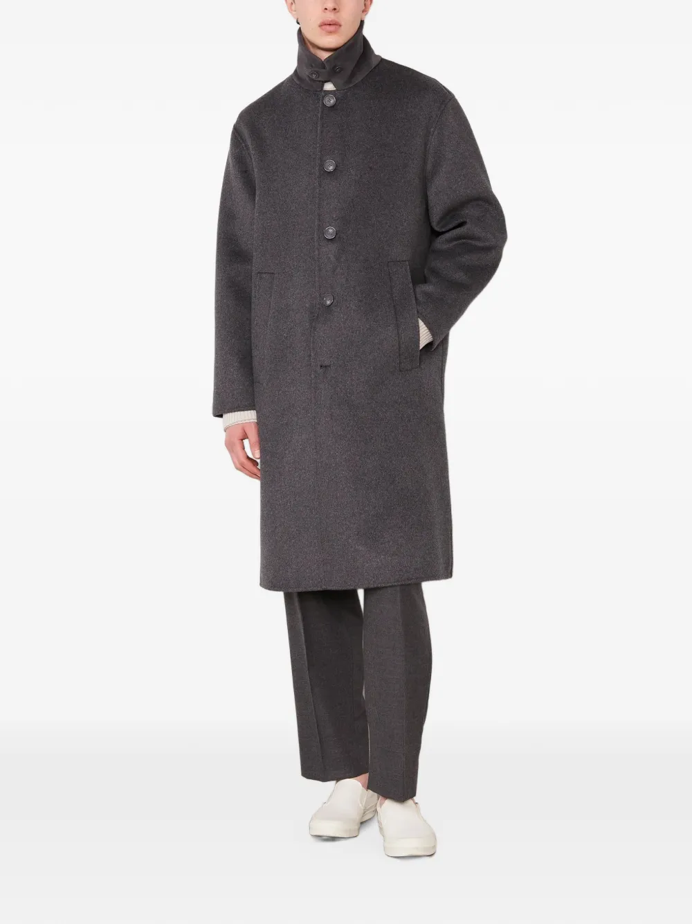 Officine Generale Braxton button-fastening wool coat Grijs