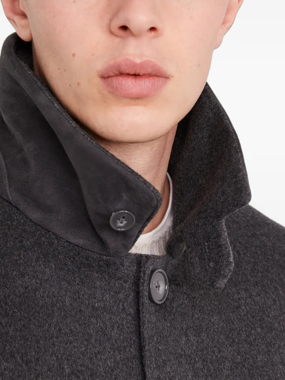Officine Generale Braxton button-fastening wool coat Grijs