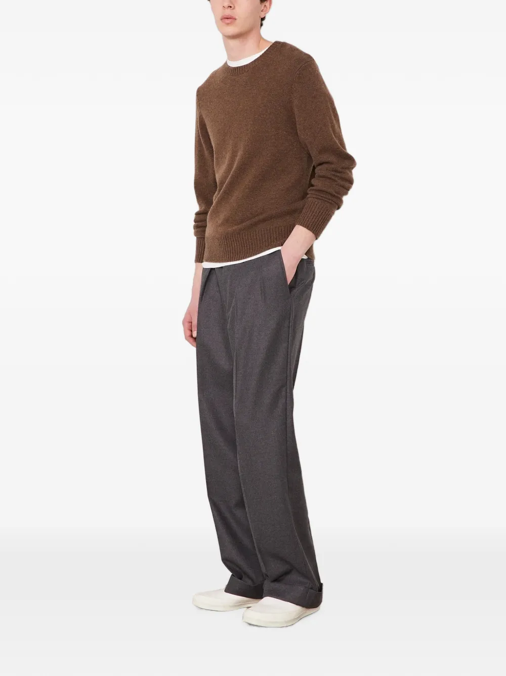 Officine Generale Riley crew-neck wool sweater Bruin