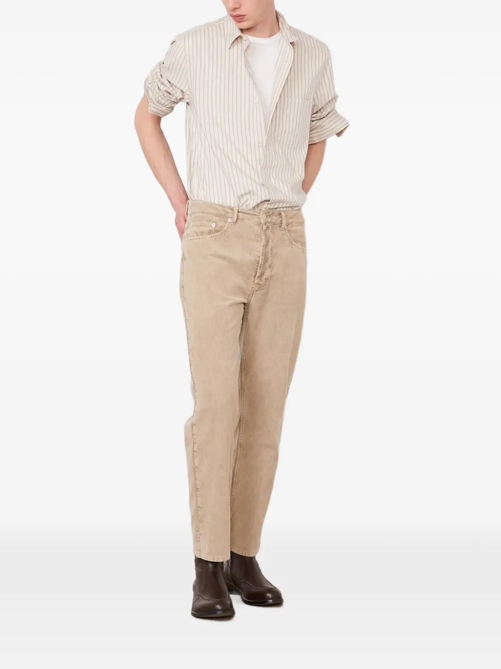 Officine Generale Aedan vertical-stripe shirt Beige