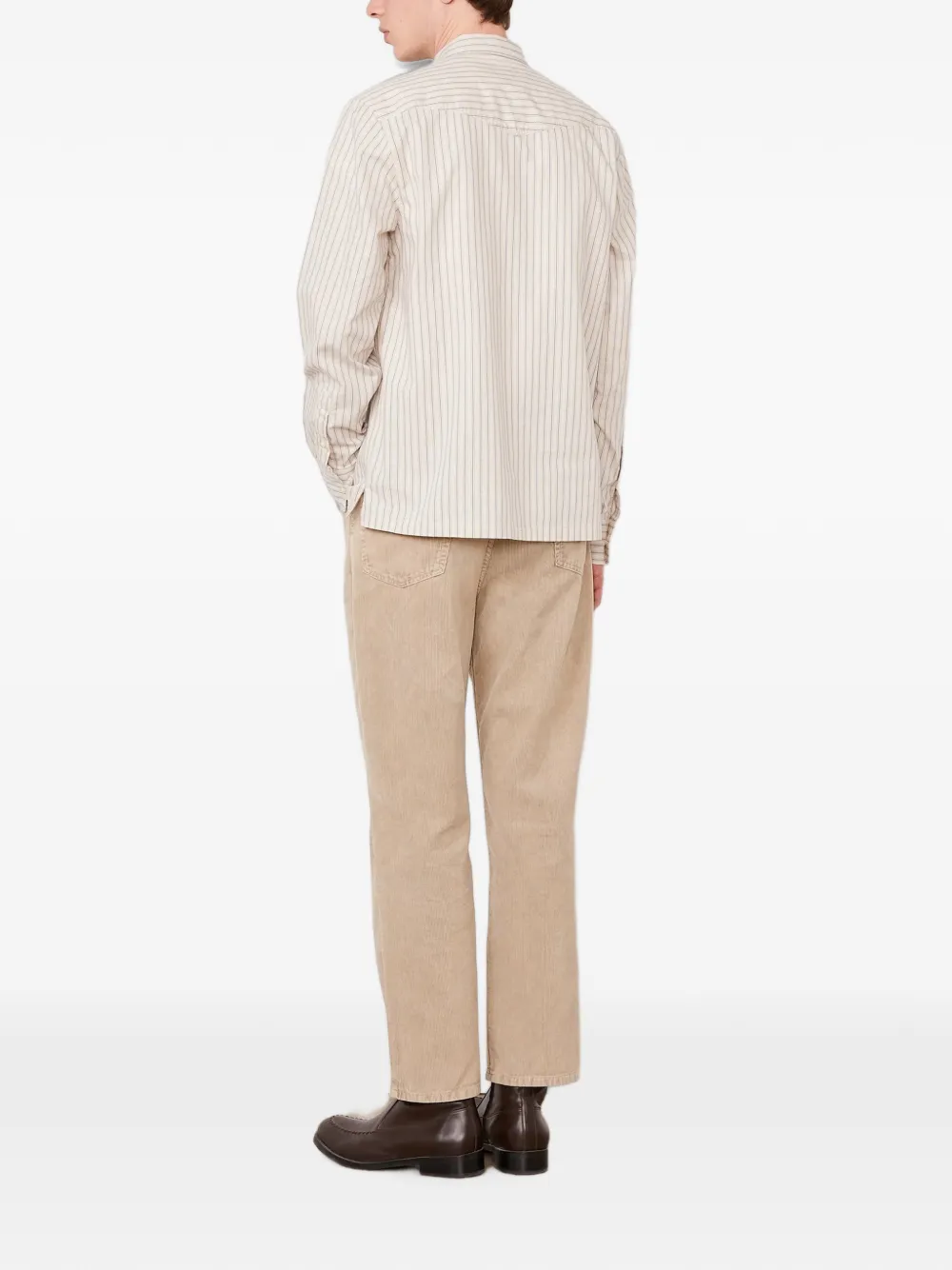 Officine Generale Aedan vertical-stripe shirt Beige
