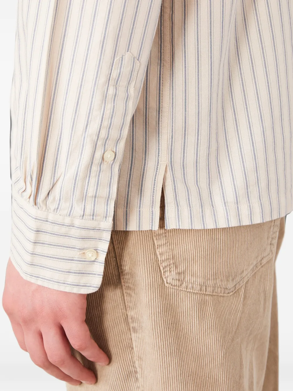 Officine Generale Aedan vertical-stripe shirt Beige
