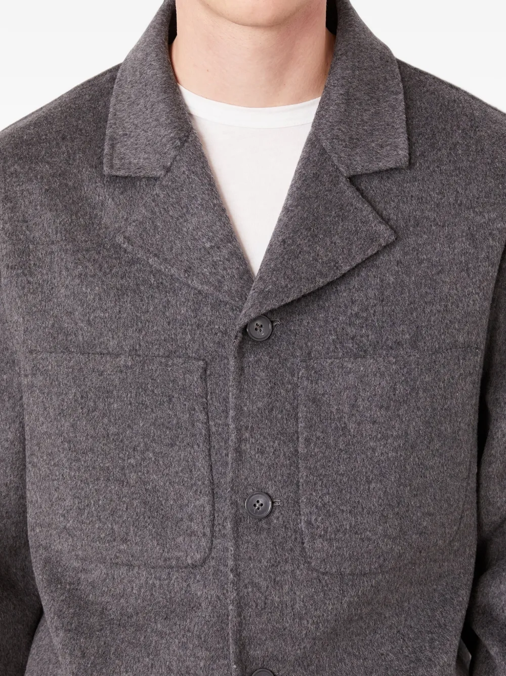 Officine Generale Hairy wollen shirtjack met knopen Grijs