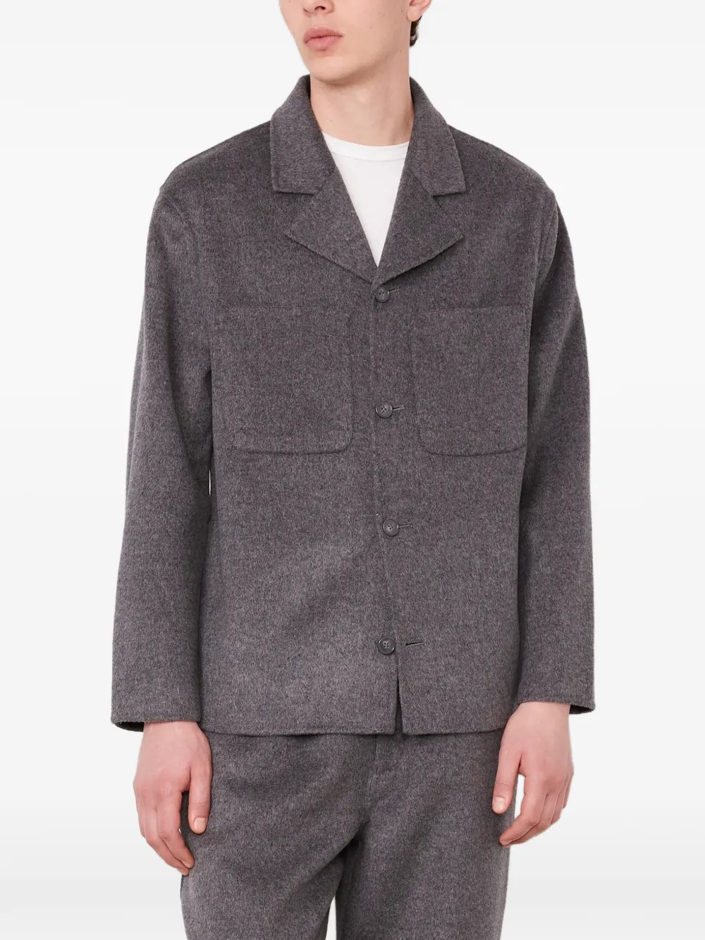 Officine Generale Hairy button-up wool shirt jacket
