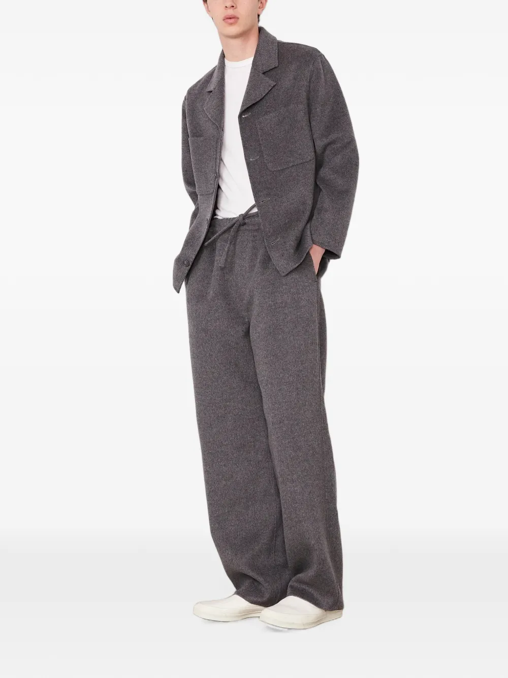 Officine Generale Hairy wollen shirtjack met knopen Grijs