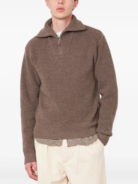 Officine Generale Tarek ribbed-knit quarter-zip sweater