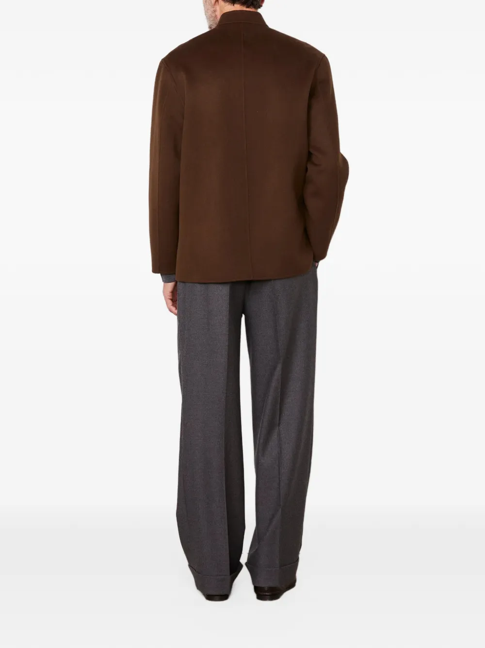 Officine Generale Simão mandarin-collar wool jacket Bruin