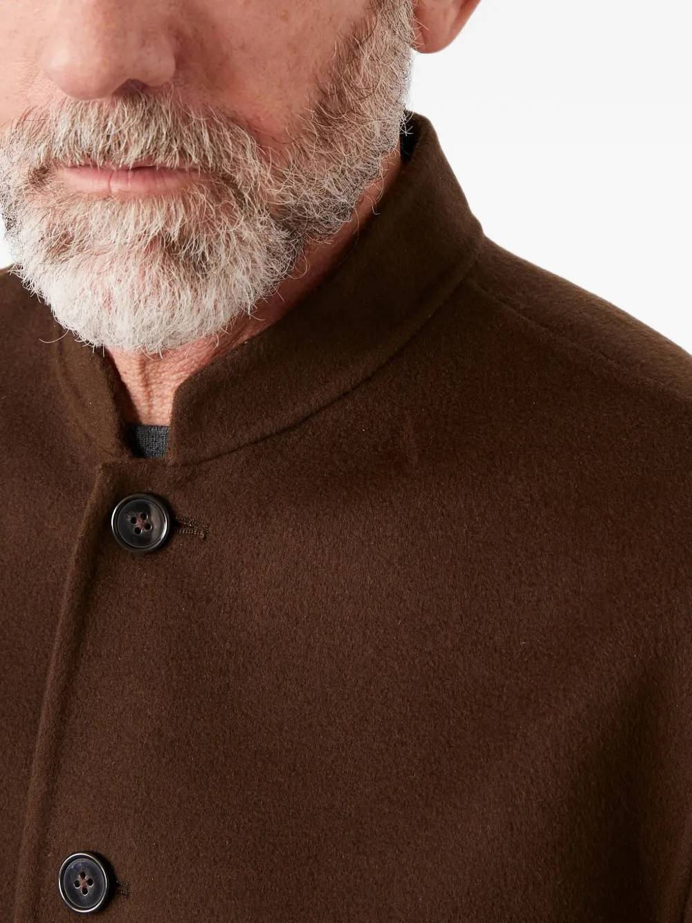 Officine Generale Simão mandarin-collar wool jacket Bruin