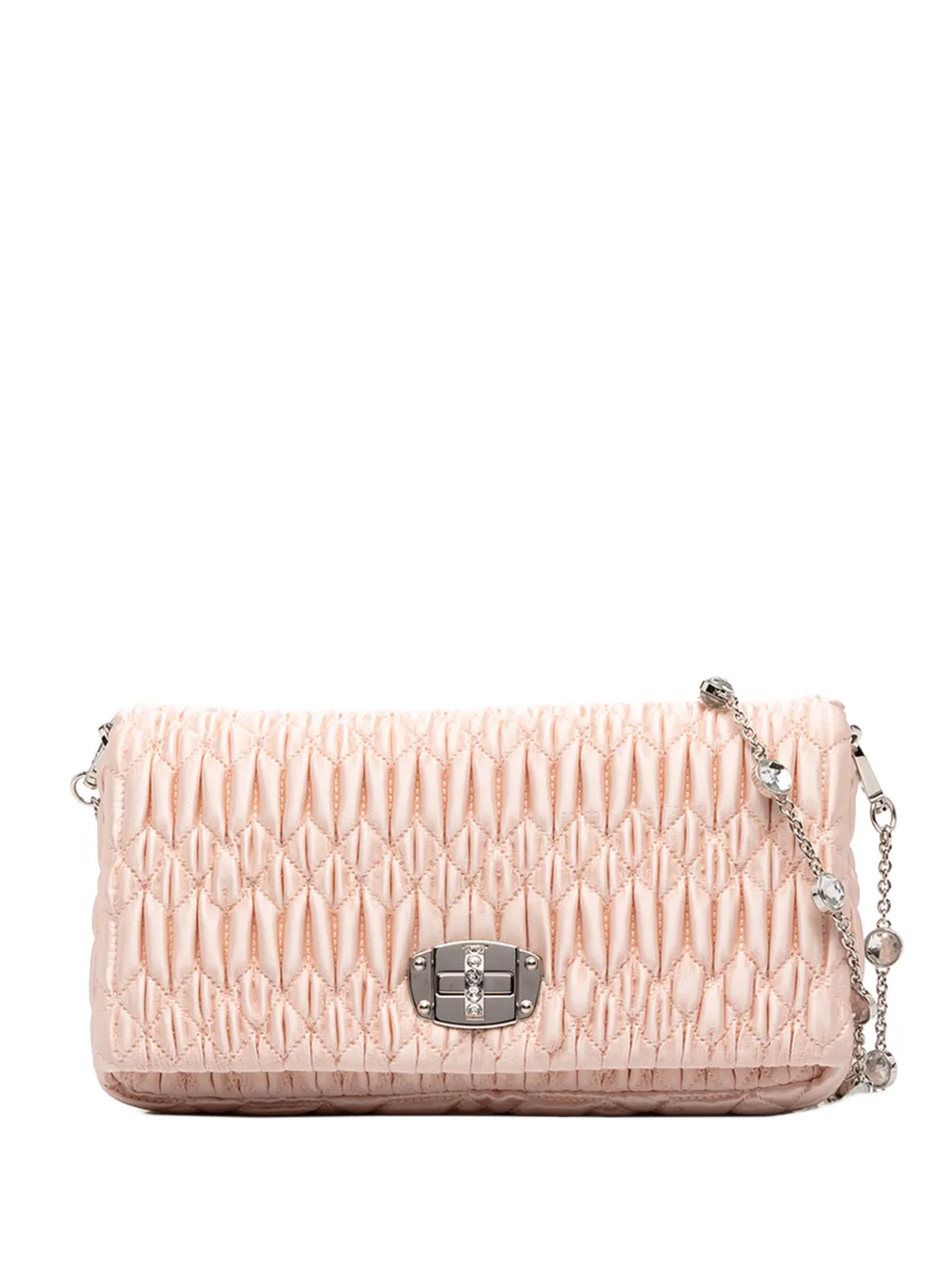 Miu Miu Pre-Owned 2010-2026 Matelasse Satin Crystal Chain satchel - Rosa