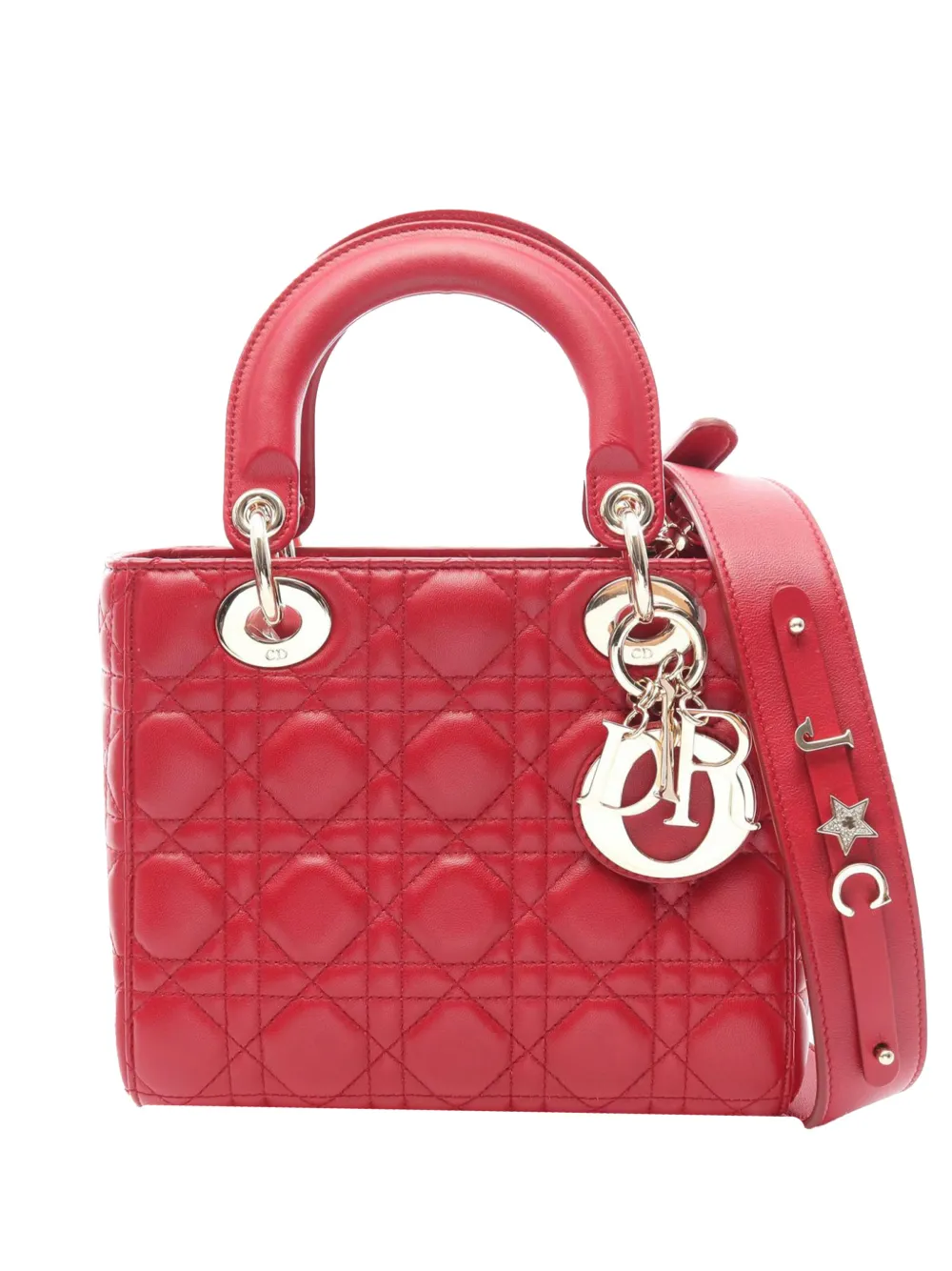 Christian Dior Pre-Owned 2015-2026 Small Lambskin Cannage MyABCDior Lady Dior satchel - Rot