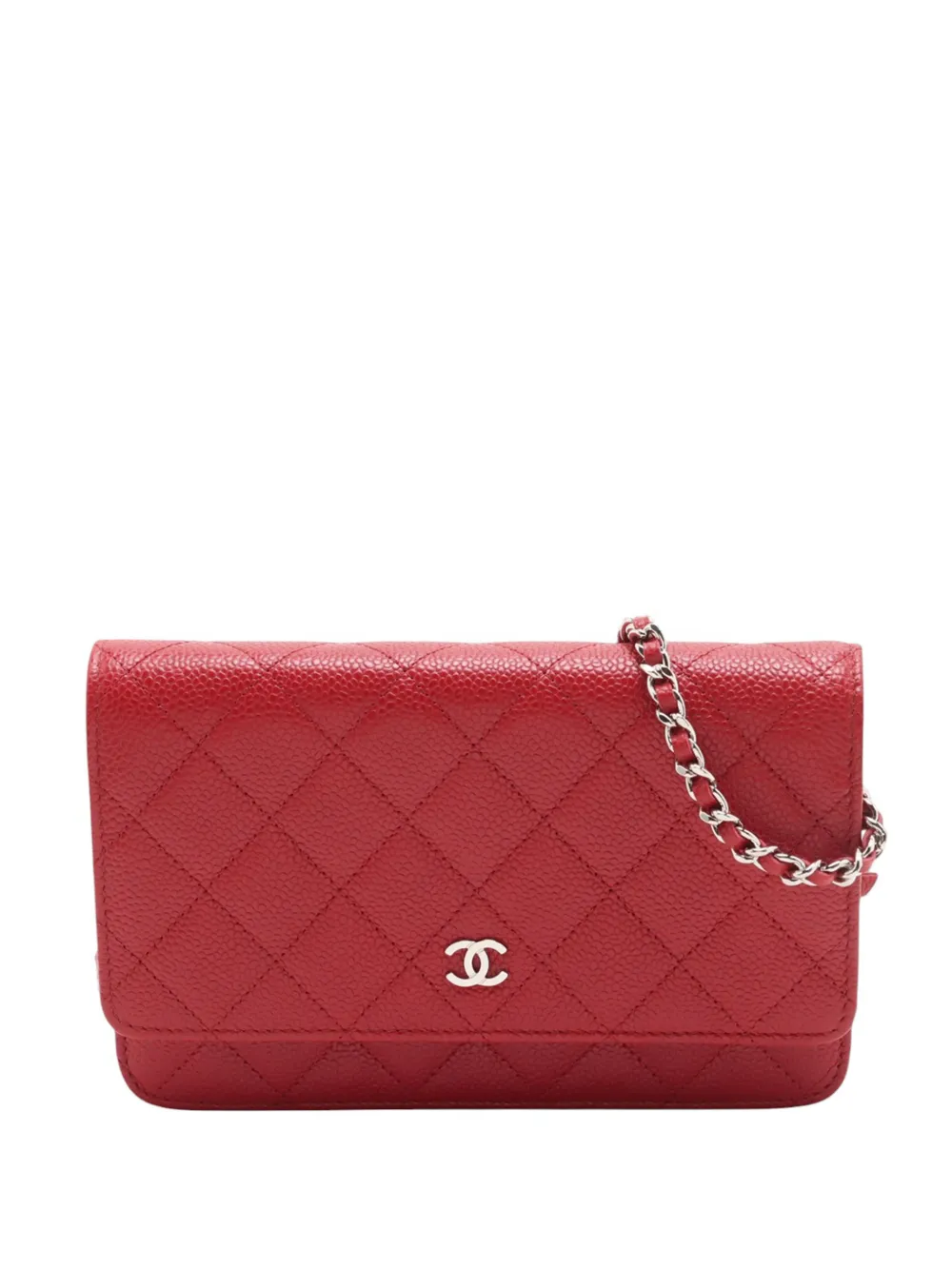 CHANEL Pre-Owned 2016-2017 CC Quilted Caviar Wallet on Chain crossbody bag - Rot