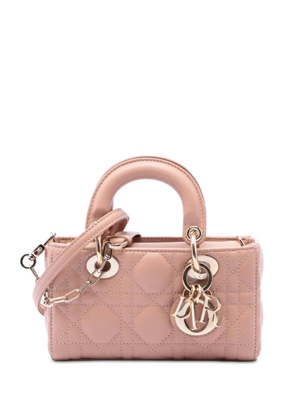 Christian Dior Pre-Owned 2022 Micro Lambskin Cannage Lady D Joy satchel - Rosa