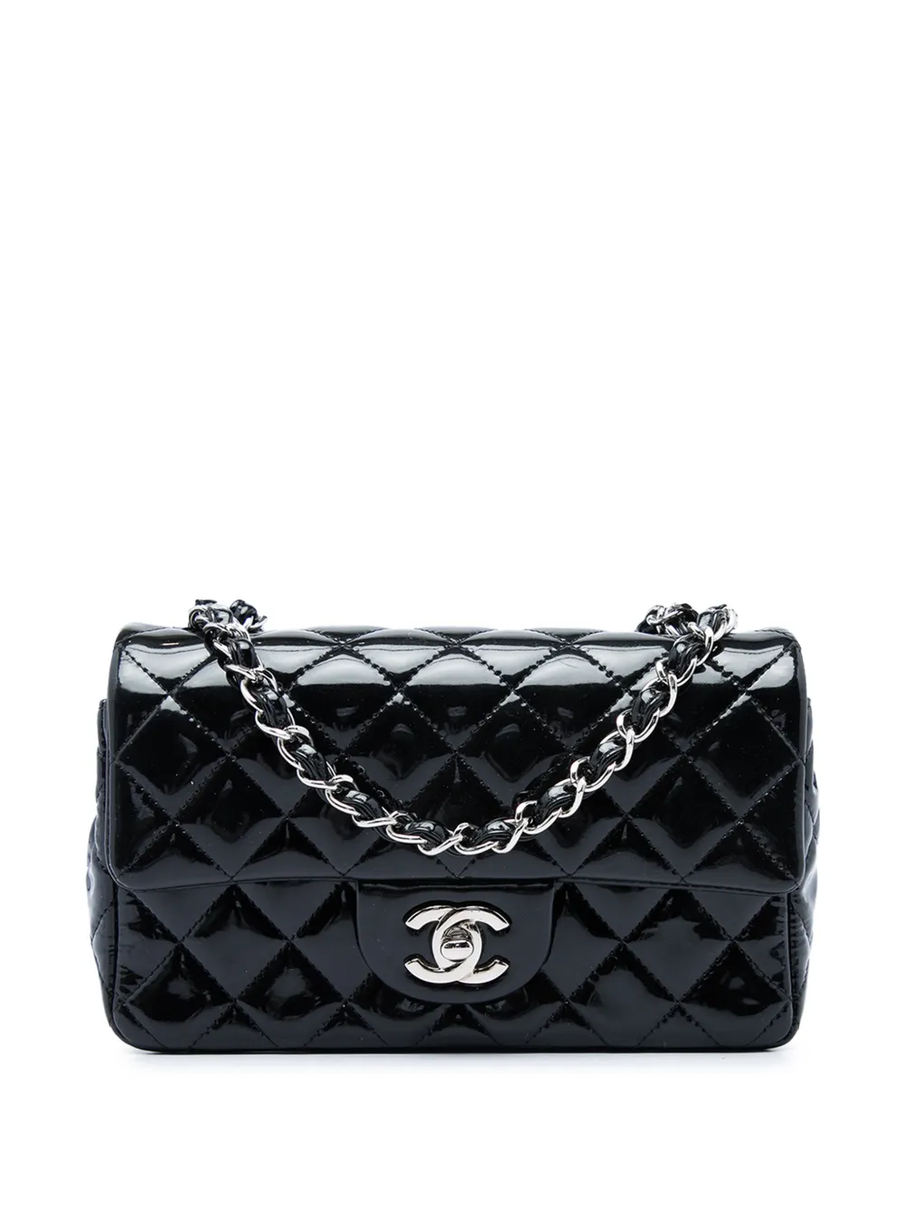 CHANEL Pre-Owned 2014 Mini Rectangular Classic Patent Single Flap crossbody bag - Nero