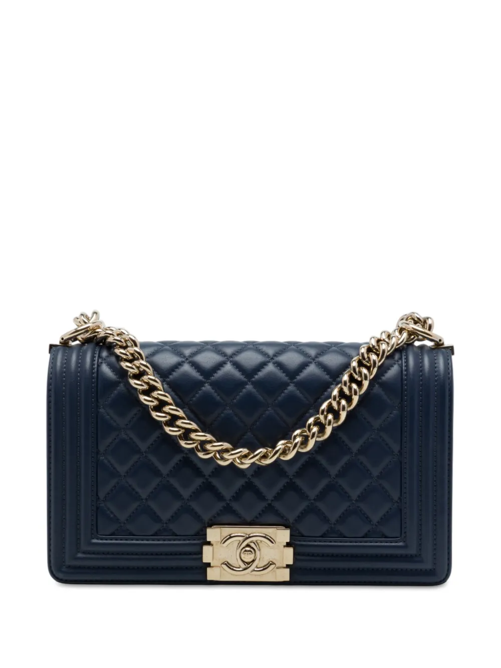 CHANEL Pre-Owned 2019 Old Medium Quilted Lambskin Boy Flap crossbody bag - Blu