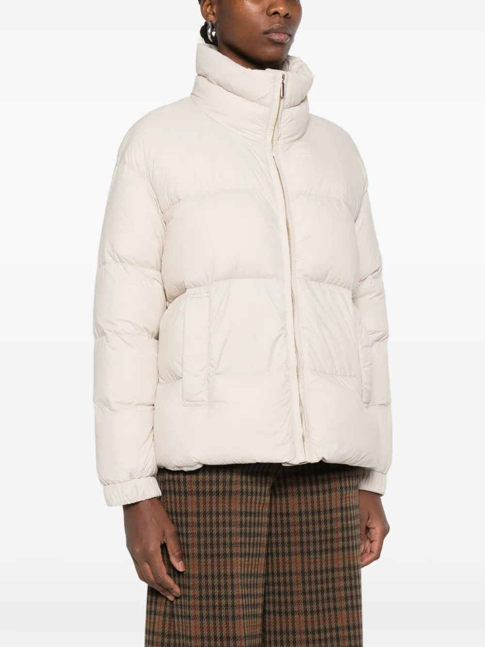 Max Mara quilted high-neck jacket Beige