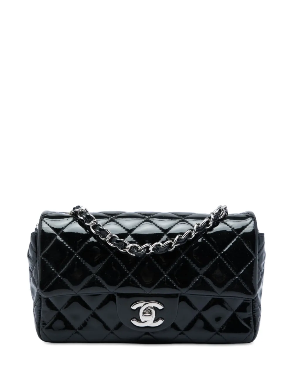 CHANEL Pre-Owned 2014 Mini Rectangular Classic Patent Single Flap crossbody bag - Black