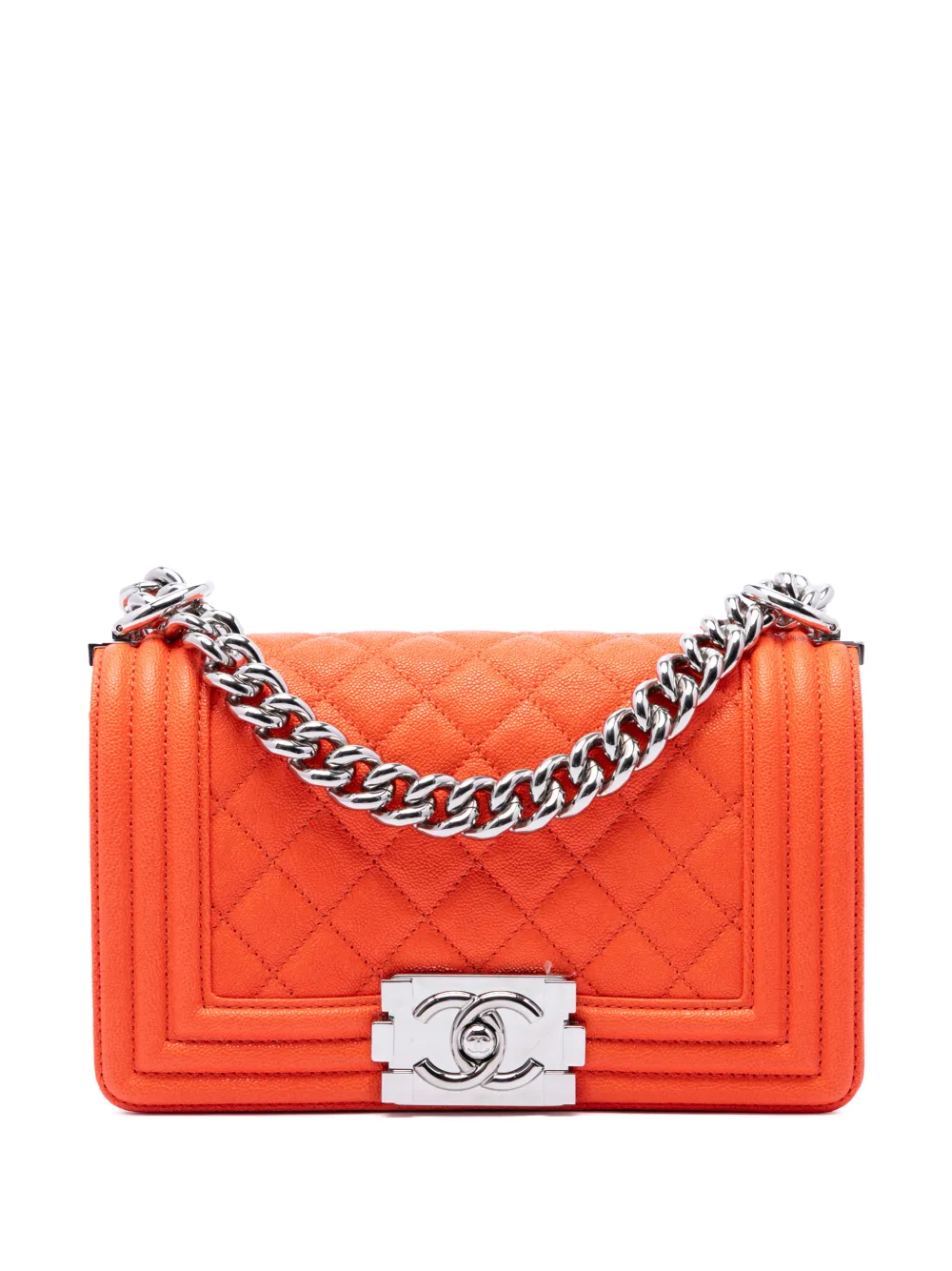 CHANEL Pre-Owned 2019 Small Quilted Caviar Boy Flap crossbody bag - Arancione