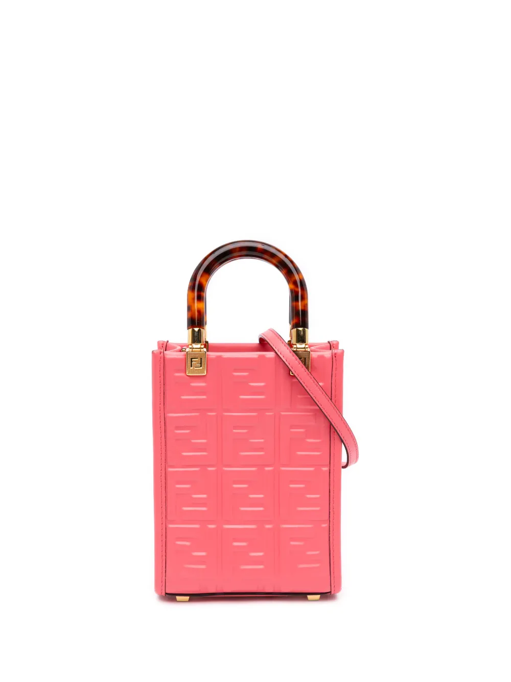 Fendi Pre-Owned 2010-2026 Mini Zucca Embossed Leather Sunshine Shopper Tote satchel - Rosa