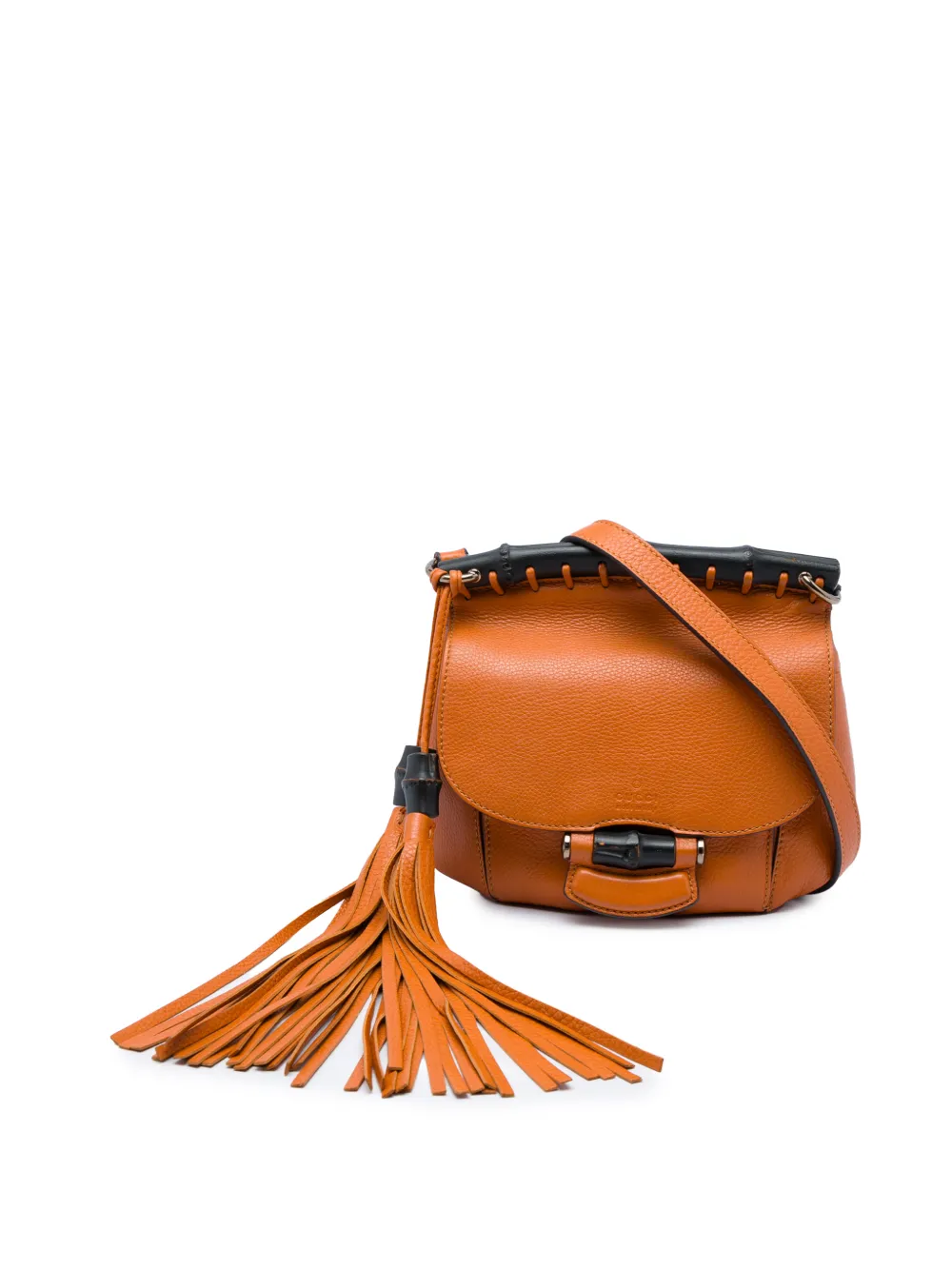 Gucci Pre-Owned 2016-2026 Small Calfskin Bamboo Nouveau Fringe crossbody bag - Arancione