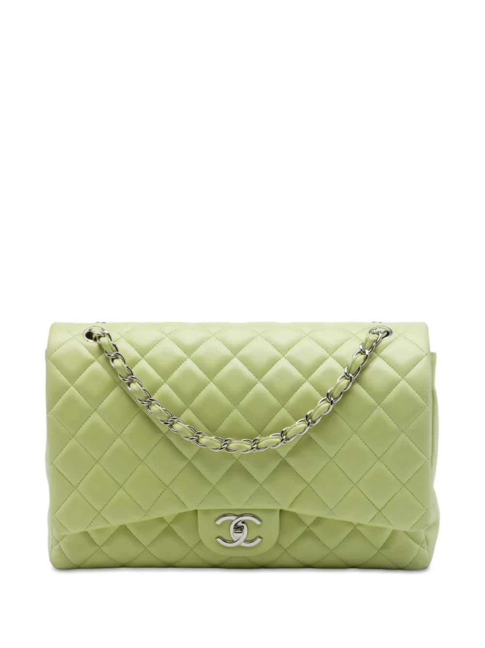 CHANEL Pre-Owned 2010-2011 Maxi Classic Lambskin Double Flap shoulder bag - Verde