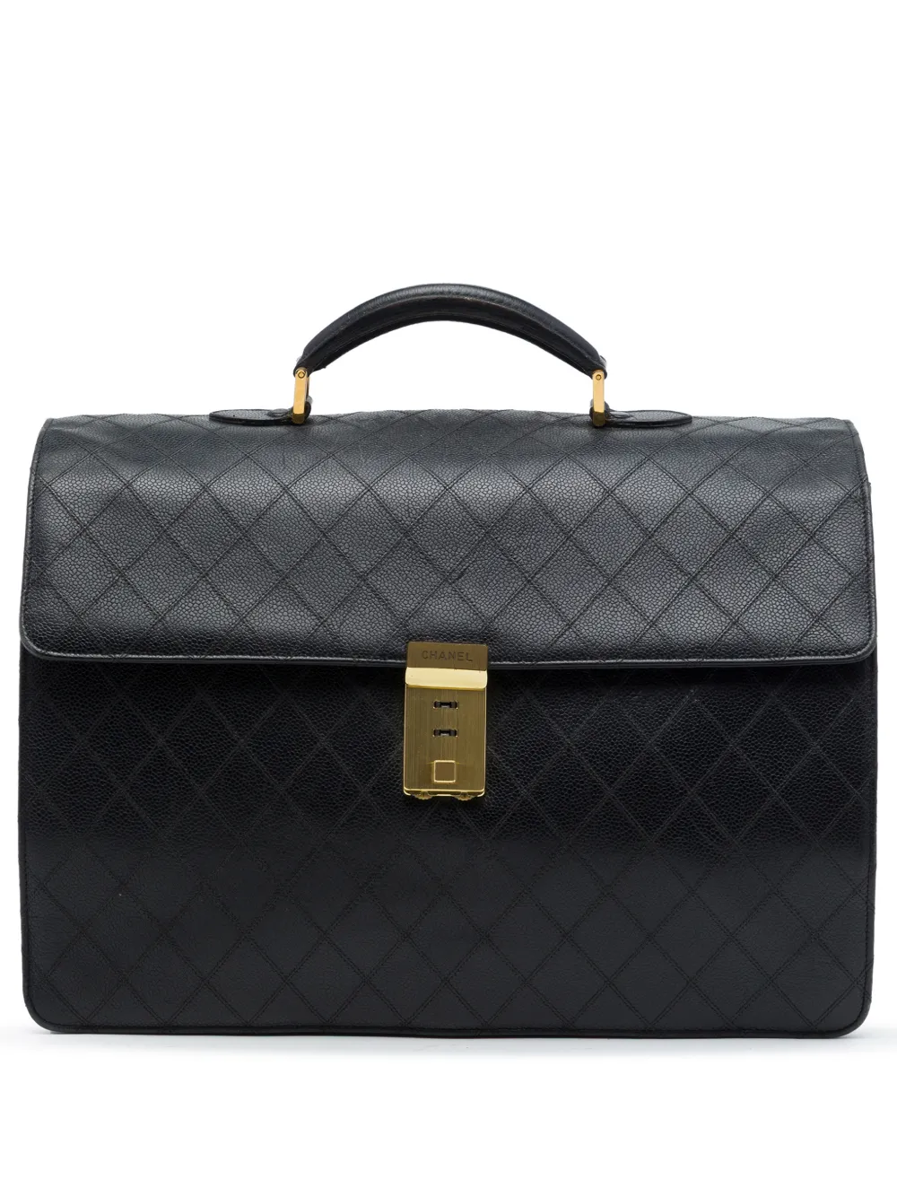 CHANEL Pre-Owned 1991-1994 Quilted Caviar Combination Lock Briefcase business bag - Nero