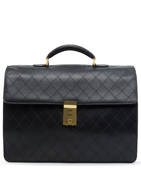 CHANEL Pre-Owned 1991-1994 Quilted Caviar Combination Lock Briefcase business bag