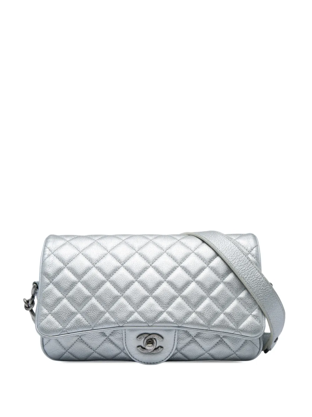 CHANEL Pre-Owned 2016-2017 Medium Quilted Metallic Grained Calfskin Casual Rock Flap shoulder bag - Argento