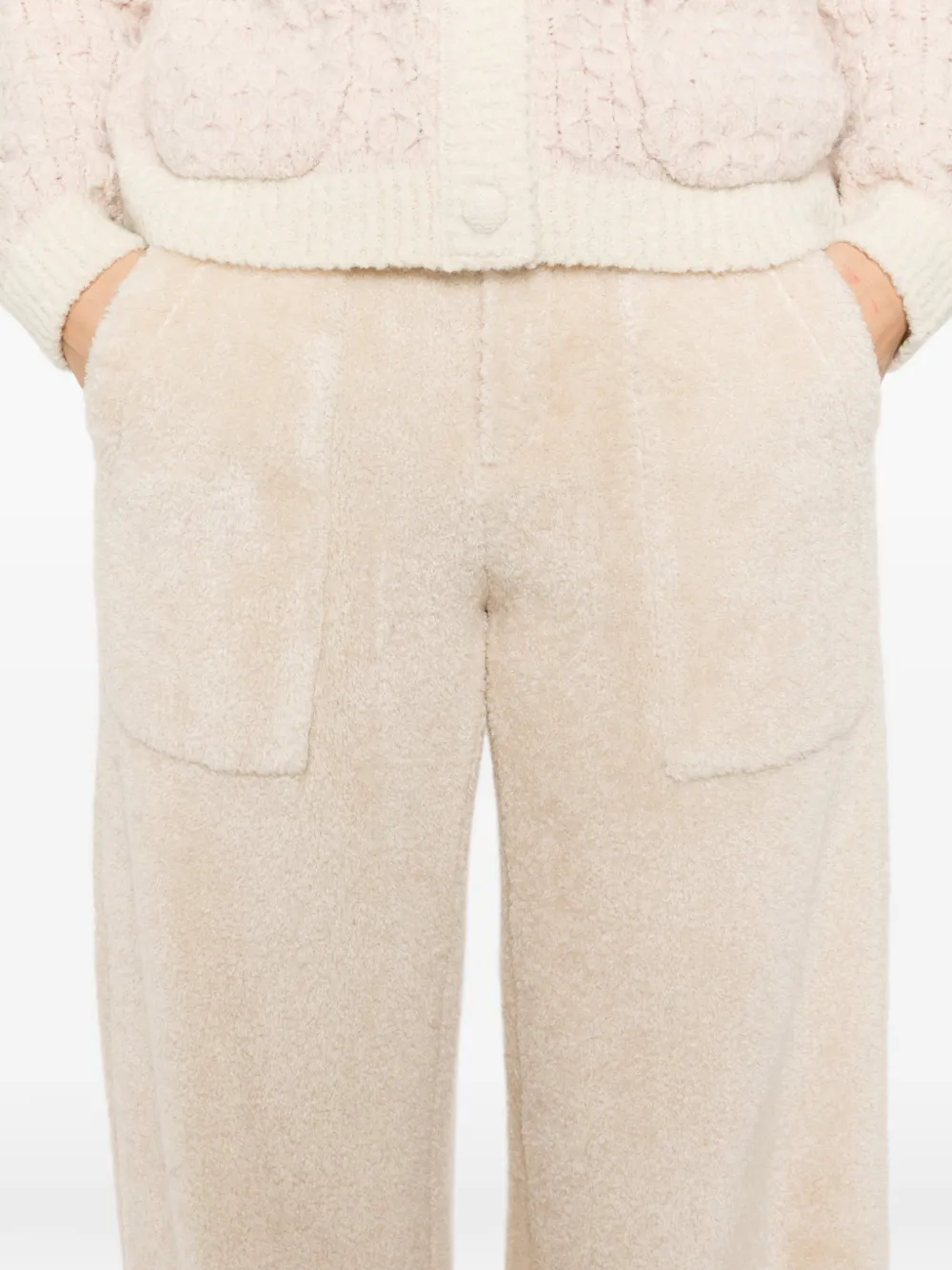 Moncler fleece wide-leg trousers Beige