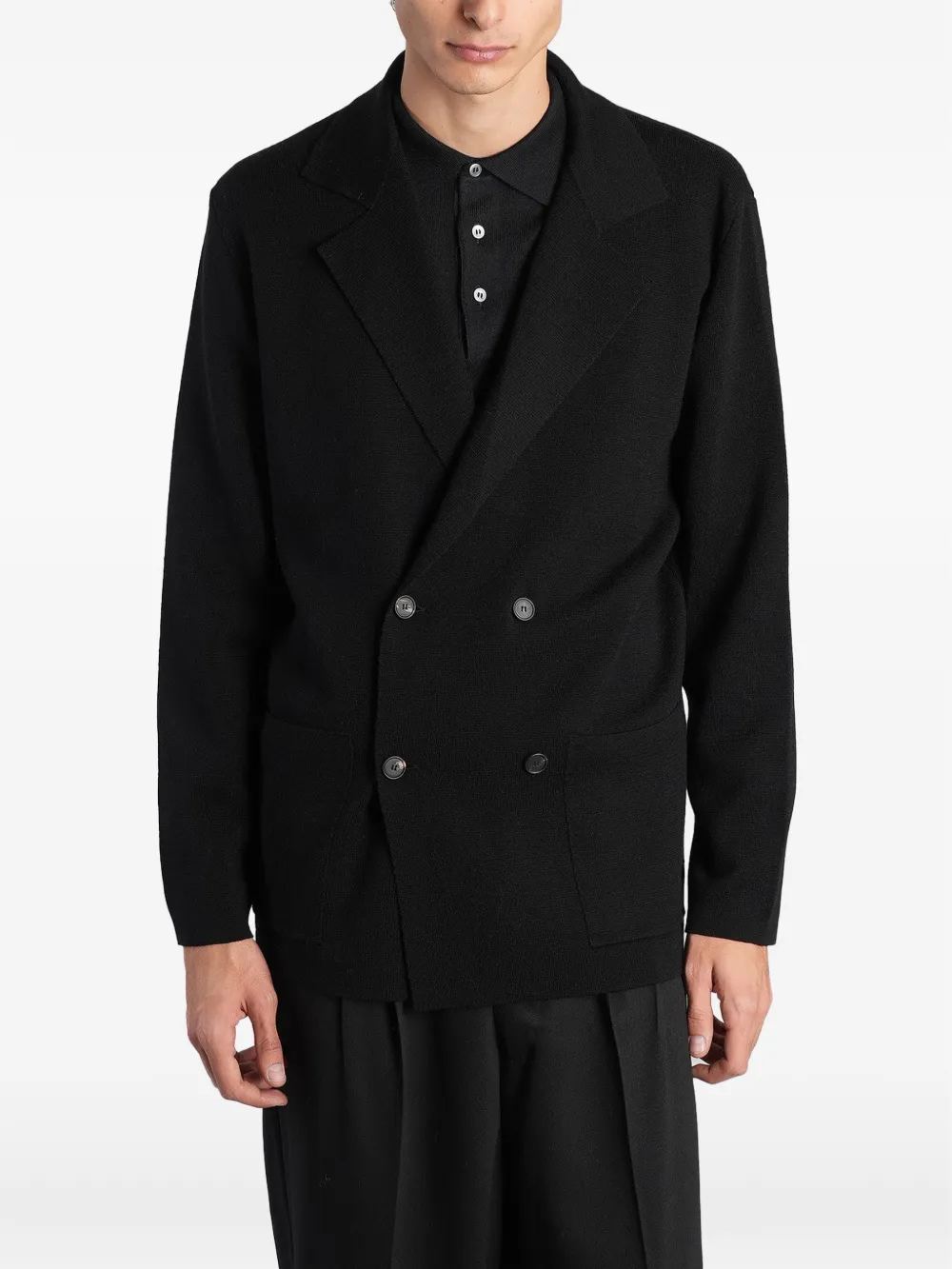 Tagliatore double-breasted knit blazer Zwart
