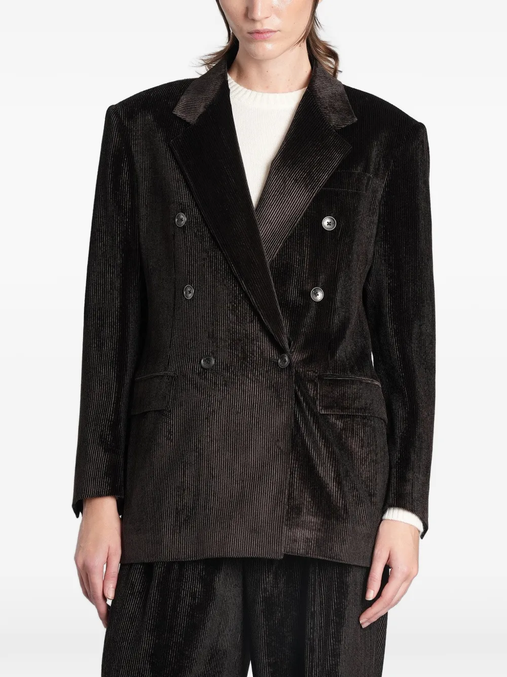 Tagliatore double-breasted corduroy blazer Bruin